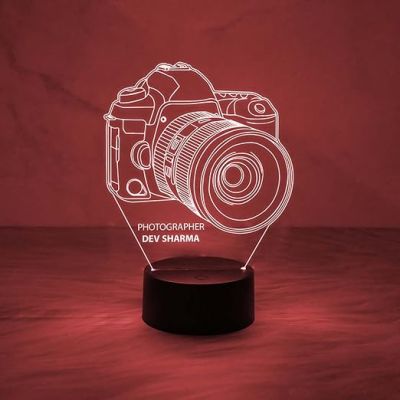 Personalized Photographer Night lamp  3D Camera Illusion Led Night Lamp with Customized Name  7 Color Changing Light  Gift for Photographer