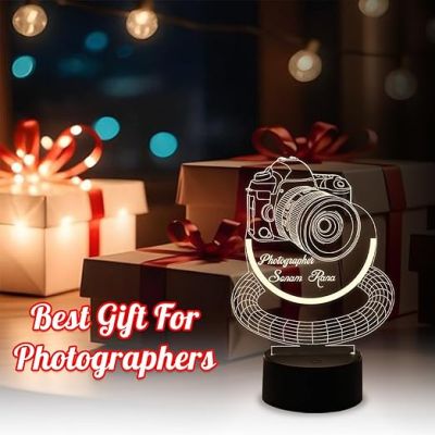 Personalized Photographer Night Lamp with Warm White Light  3D Illusion Camera Led Lamp  Gift for Photographer  Office & Home Decor Light