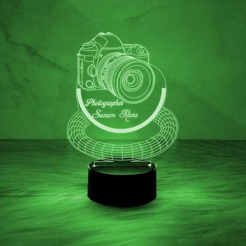 Personalized Photographer Night Lamp with Multicolored Light   3D Illusion Camera Led Lamp  Gift for Photographer  Office & Home Decor Light