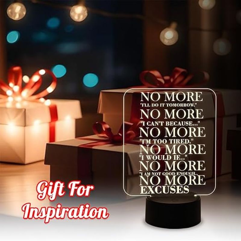 Motivational 3D Illusion Lamp Engraved Night Light  Table Lamp for Boys Girls Men Women  Bedroom Study Room Office Living Room Décor Light  Bedside Lamp (Warm White Light)