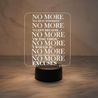 Motivational 3D Illusion Lamp Engraved Night Light  Table Lamp for Boys Girls Men Women  Bedroom Study Room Office Living Room Décor Light  Bedside Lamp (Warm White Light)
