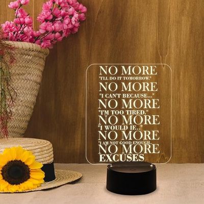 Motivational 3D Illusion Lamp Engraved Night Light  Table Lamp for Boys Girls Men Women  Bedroom Study Room Office Living Room Décor Light  Bedside Lamp (Warm White Light)