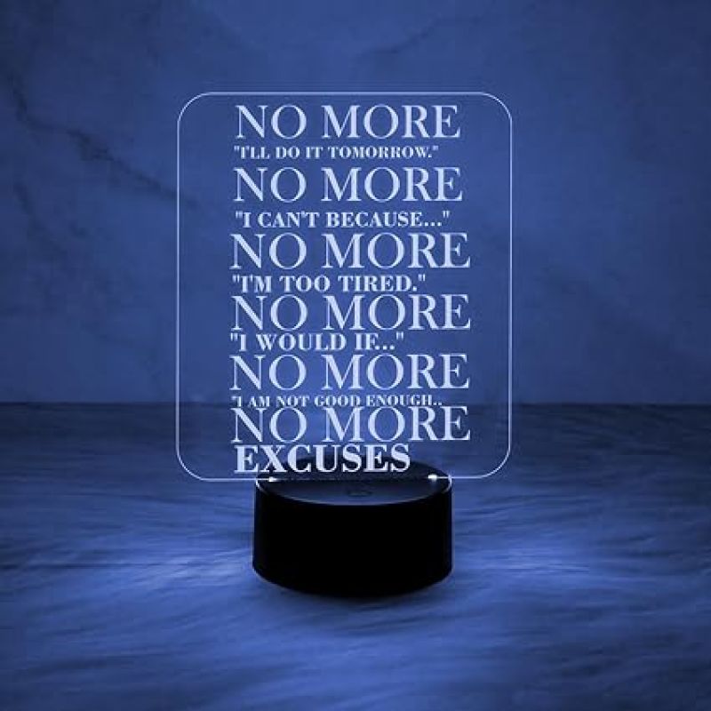 Motivational 3D Illusion Lamp Engraved Night Light  Table Lamp for Boys Girls Men Women Bedroom Study Room Office Living Room Décor Light  Bedside Lamp (Multicolored Light)