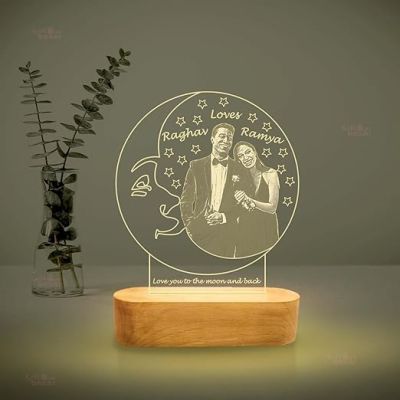 Personalized Customized 3D Illusion Lamp with Name & Photo  Gift for Birthday Anniversary Wedding Marriage Girlfriend Engagement Gift (Multicolored Light)