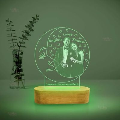 Personalized Customized 3D Illusion Lamp with Name & Photo  Gift for Birthday Anniversary Wedding Marriage Girlfriend Engagement Gift (Multicolored Light)