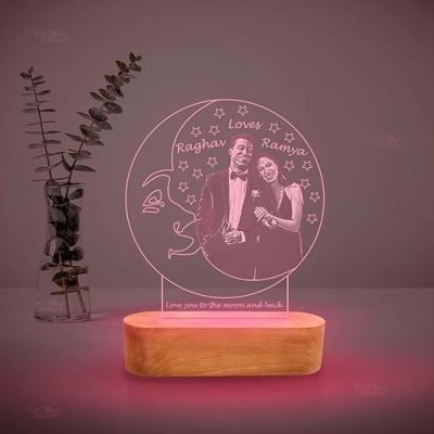 Personalized Customized 3D Illusion Lamp with Name & Photo  Gift for Birthday Anniversary Wedding Marriage Girlfriend Engagement Gift (Multicolored Light)