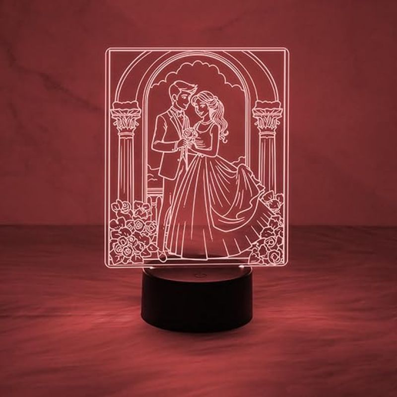 3D Illusion Couple Night Lamp Gift for Wife 7 Color Changing Light  Gift for Wife & Husband  Gift for Anniversary Birthday