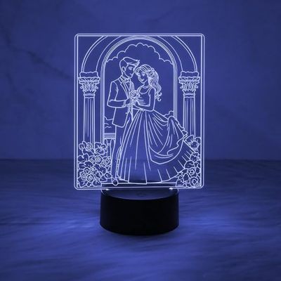 3D Illusion Couple Night Lamp Gift for Wife 7 Color Changing Light  Gift for Wife & Husband  Gift for Anniversary Birthday