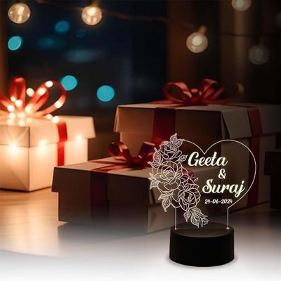 Personalized 3D Illusion Heart Lamp with Warm White Light  Customized Couple Name Lamp  Gift for Anniversary Birthday Valentine Day