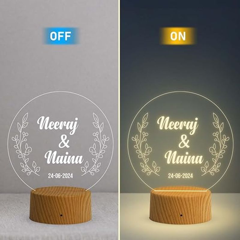 Couple Name Led Lamp 3D Illusion Personalized LED Table Lamp for Couples  Anniversary Gift for Friend, Parents, Wife, Husband  Warm White Light