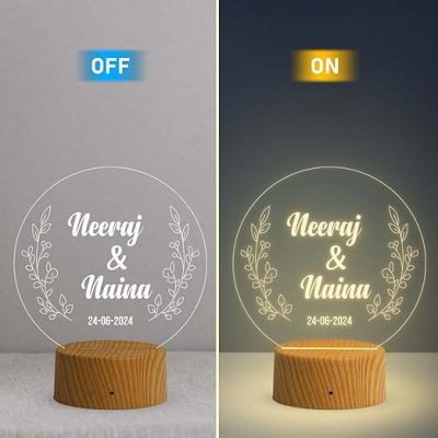 Couple Name Led Lamp 3D Illusion Personalized LED Table Lamp for Couples  Anniversary Gift for Friend, Parents, Wife, Husband  Warm White Light