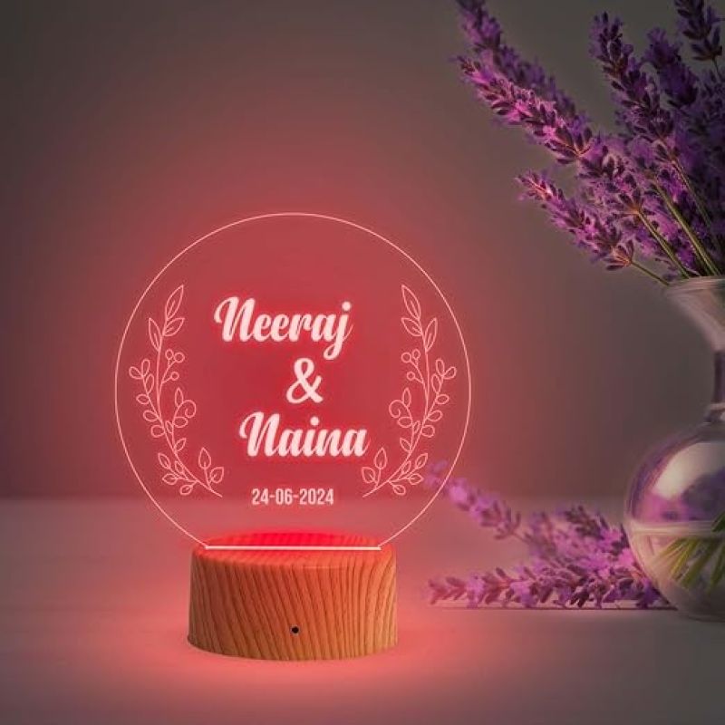 Couple Name Led Lamp 3D Illusion Personalized LED Table Lamp for Couples  Anniversary Gift for Friend, Parents, Wife, Husband | Multicolored Light