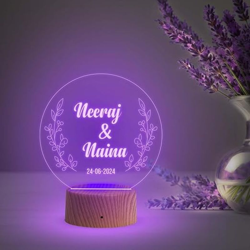 Couple Name Led Lamp 3D Illusion Personalized LED Table Lamp for Couples  Anniversary Gift for Friend, Parents, Wife, Husband | Multicolored Light