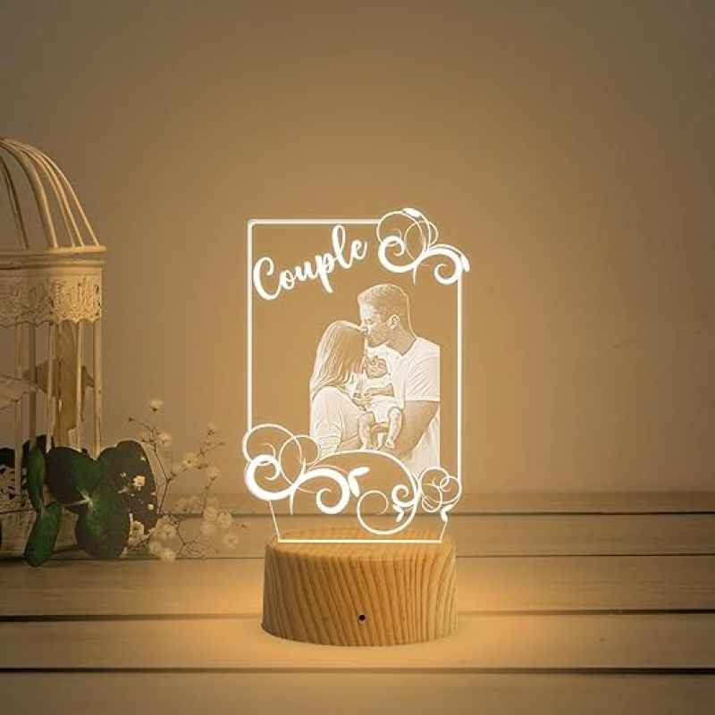 Personalized 3D Illusion LED Table Lamp  Customized Photo Lamp for Couple Gift  Warm White Light  Gift for Loveable Person  Anniversary Gift