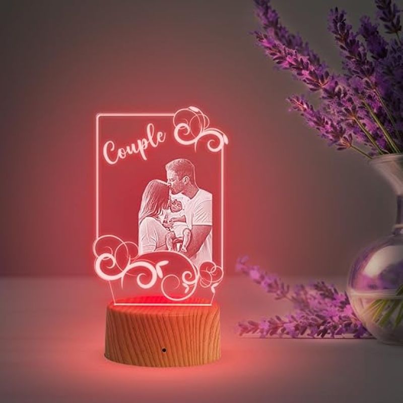 Personalized 3D Illusion LED Table Lamp  Customized Photo Lamp for Couple Gift  Multicolored Light   Gift for Loveable Person  Anniversary Gift