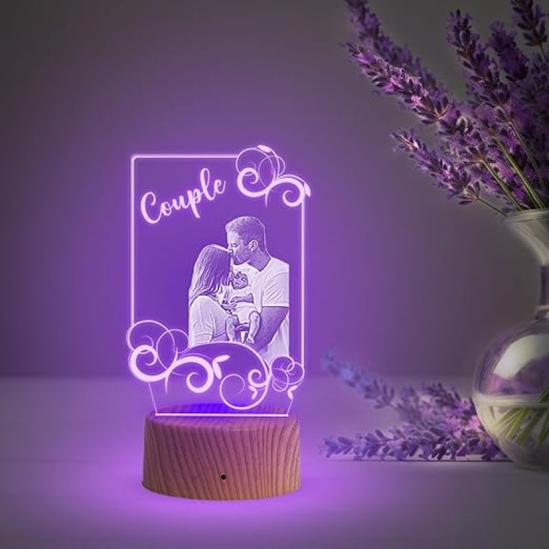 Personalized 3D Illusion LED Table Lamp  Customized Photo Lamp for Couple Gift  Multicolored Light   Gift for Loveable Person  Anniversary Gift