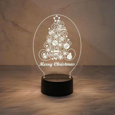Merry Christmas Tree Night Light Christmas Decorations with Led Light with Warm White Light   Home & Office Decor Light