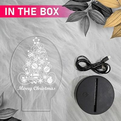 Merry Christmas Tree Night Light Christmas Decorations with Led Light with Warm White Light   Home & Office Decor Light