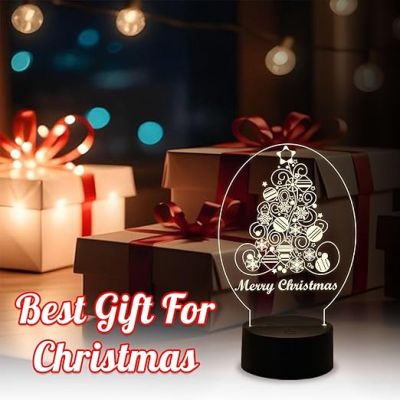 Merry Christmas Tree Night Light Christmas Decorations with Led Light with Warm White Light   Home & Office Decor Light