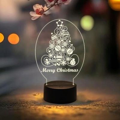 Merry Christmas Tree Night Light Christmas Decorations with Led Light with Warm White Light   Home & Office Decor Light