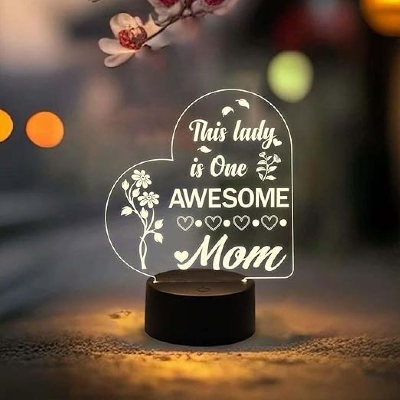 Mother's Day Gifts for Mom from Daughter & Son | Sentimental Best Gift for Mom | Home Decoration Night | Thankyou Gift for Mom (Warm White Light)