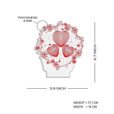 Engraved  Love You in Heart Shape Design Night Lamp with Warm White Light  Gift for Wife  Surprise Gift for Loveable Person