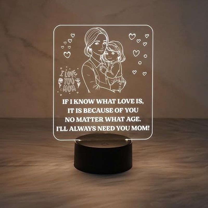 I Will Alway Need You Mom Quote Engraved Desk Table Lamp with Warm White Light  Birthday Gift for Mom  Thankyou Gift for Mom