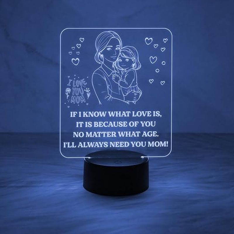 I Will Always Need You Mom Quote Engraved Desk Table Lamp with Automatic Color Changing Light & USB Power Cable  Birthday Gift for Mom  Thankyou Gift for Mom