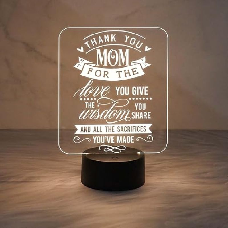 Thankyou Gift for Mom Engraved Night Lamp with Warm White Light Gift for Mothers Day  Birthday Gift for Mom  Surprise Gift for Mom