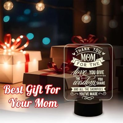 Thankyou Gift for Mom Engraved Night Lamp with Warm White Light Gift for Mothers Day  Birthday Gift for Mom  Surprise Gift for Mom