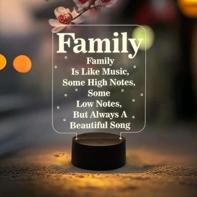 Family Engraved Led Lamp  Home Decor Light  Bedside Desk Table Lamp  Gift for Family Member  Warm White Light