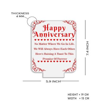 Happy Anniversary Engraved Quote Night Lamp with Warm White Light   Anniversary Gift for Husband Wife  Home Decor Light