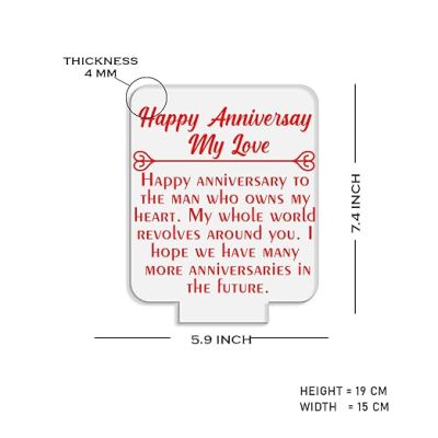 Engraved Happy Anniversary My Love Night Lamp with Warm White Light  First Wedding Anniversary LED Gifts for Wife Husband  Acrylic Night Lamp