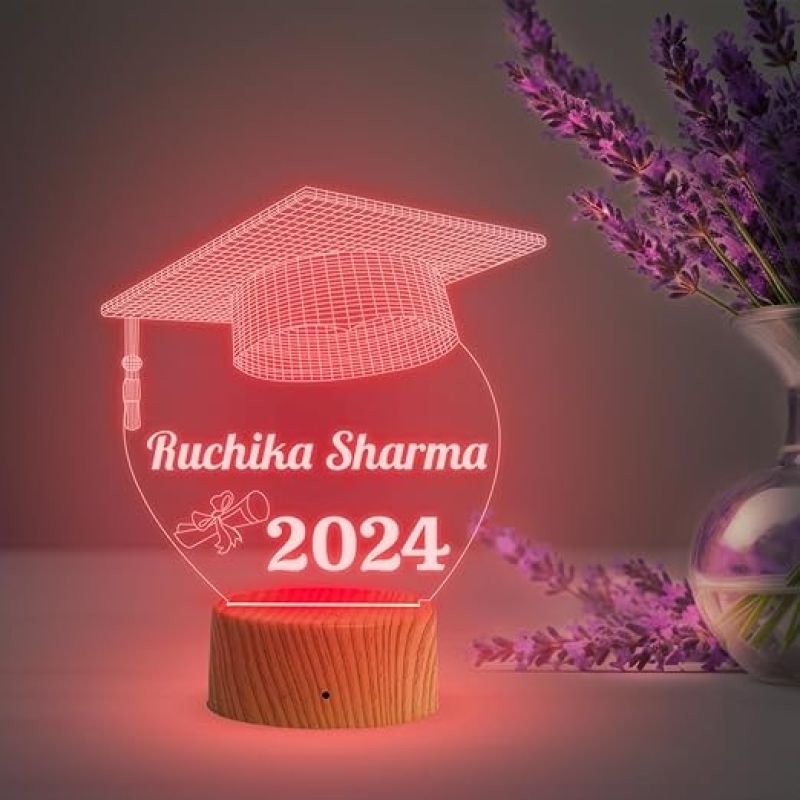 Graduation Gift Personalized Name & Date Night Light Automatic Color Changing Light  Graduate Gift for Student Daughter Son