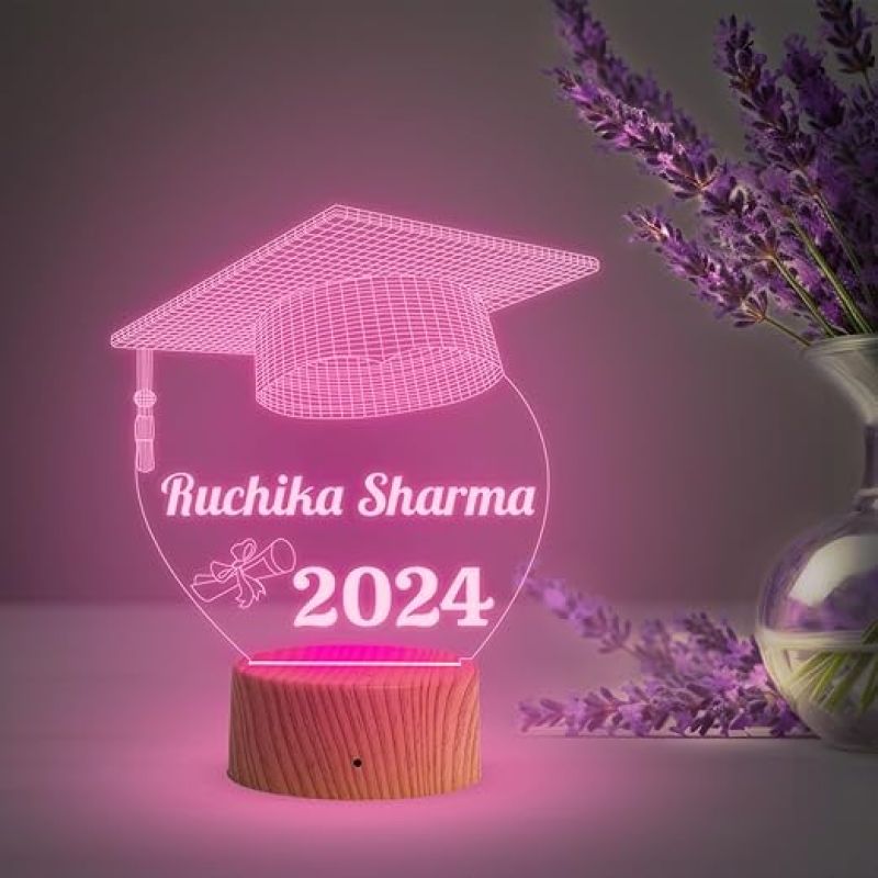 Graduation Gift Personalized Name & Date Night Light Automatic Color Changing Light  Graduate Gift for Student Daughter Son