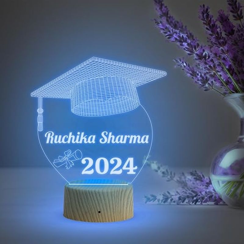 Graduation Gift Personalized Name & Date Night Light Automatic Color Changing Light  Graduate Gift for Student Daughter Son