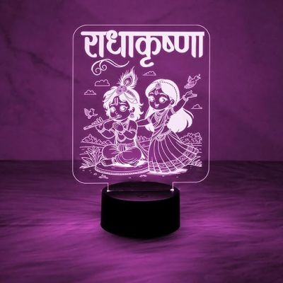 Radha Krishna Night Lamp with Automatic Color Changing Light  Bedroom Décor Light  Pooja Room Decor Light  Religious Night Lamp