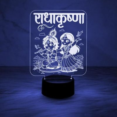 Radha Krishna Night Lamp with Automatic Color Changing Light  Bedroom Décor Light  Pooja Room Decor Light  Religious Night Lamp