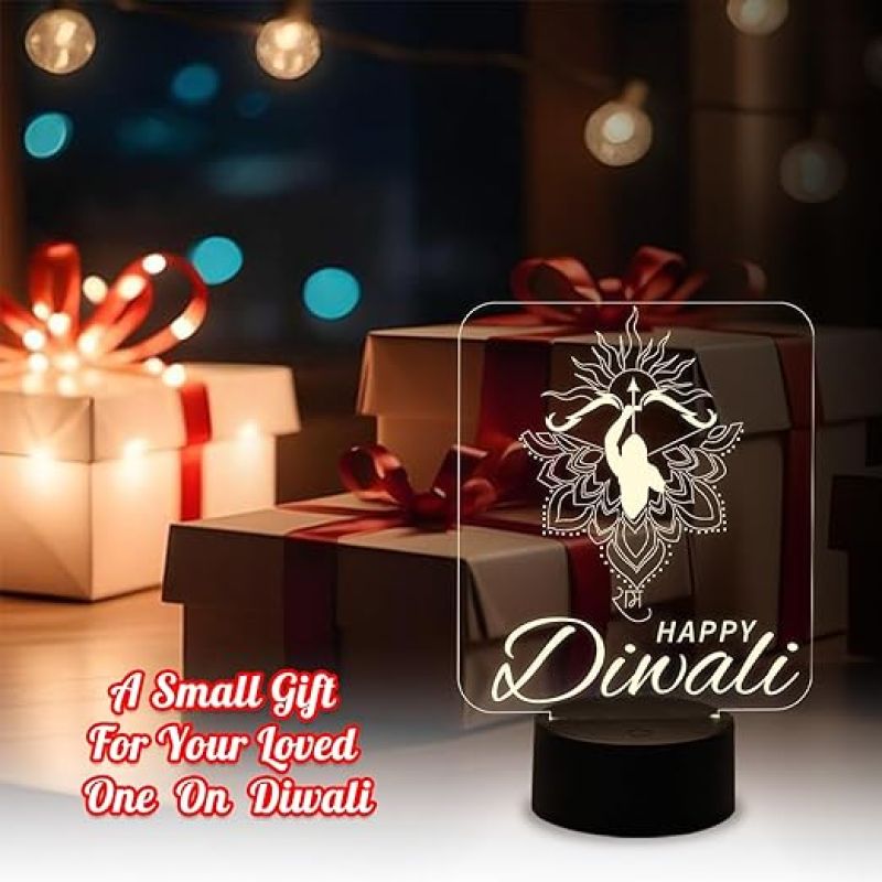 Happy Diwali Night Lamp  Lord Ram Light for Diwali Decoration  Diwali Gift for Family Friends Relatives  Warm White Light & USB Cable