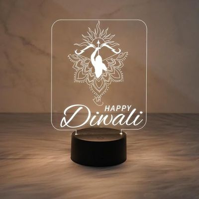 Happy Diwali Night Lamp  Lord Ram Light for Diwali Decoration  Diwali Gift for Family Friends Relatives  Warm White Light & USB Cable