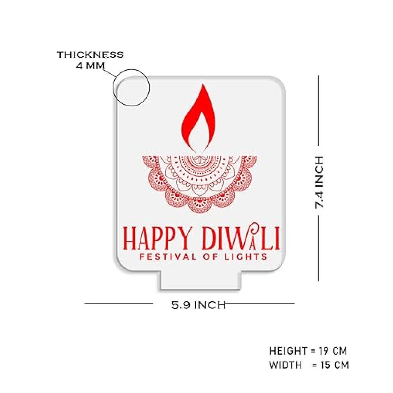 Happy Diwali Festival of Light Engraved Desk Table Light with Warm White Light  Wishing Diwali Gift for Family & Friends  Diwali Gifts for Employees