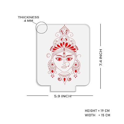 3D Illusion Maa Durga Face Night Lamp with Warm White Light  Pooja Room Decor Light  Maa Durga Idol  Religious Gift
