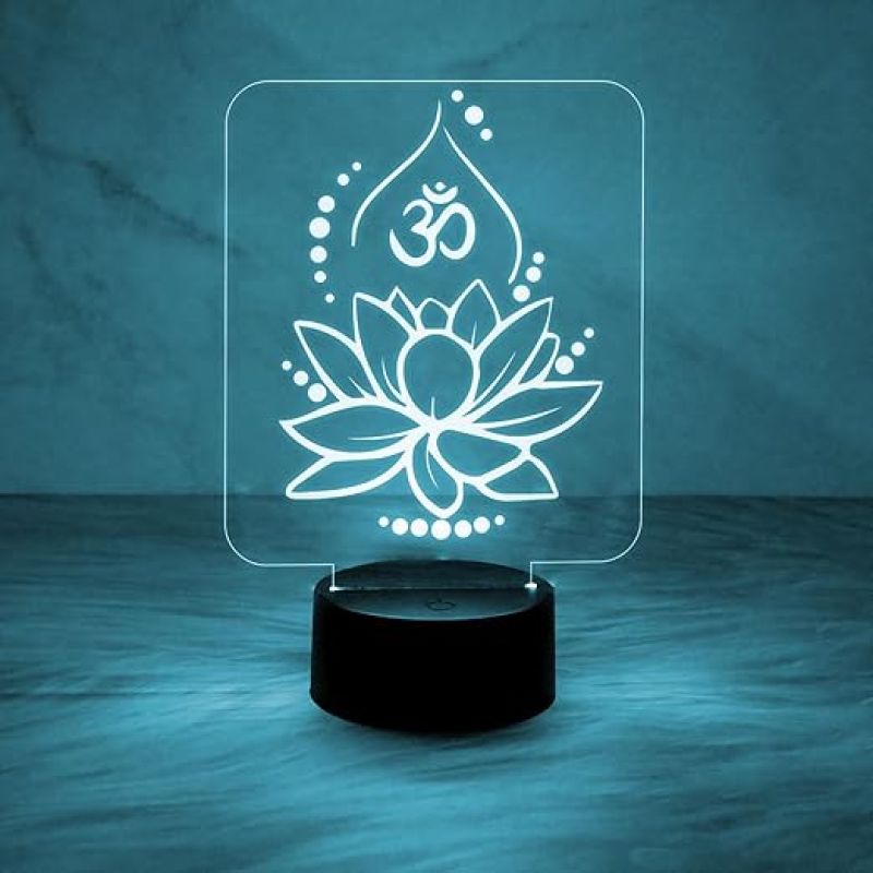 Flower with Om Design Night Lamp 7 Color Changing Light  Blessing Gift  Bedside Table Lamp  Home & Office Décor Light