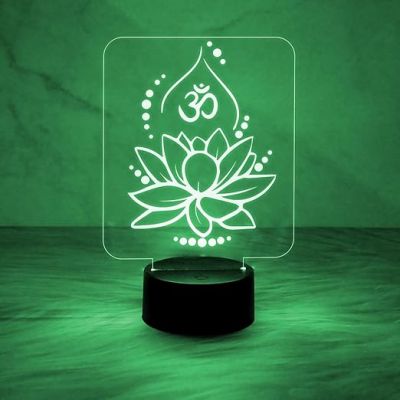 Flower with Om Design Night Lamp 7 Color Changing Light  Blessing Gift  Bedside Table Lamp  Home & Office Décor Light