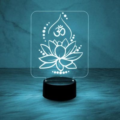 Flower with Om Design Night Lamp 7 Color Changing Light  Blessing Gift  Bedside Table Lamp  Home & Office Décor Light