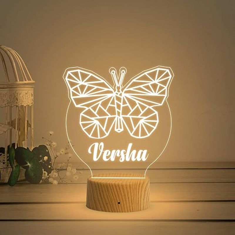 Personalized Couple Name Led Lamp with Warm White Light   Birthday Gift Lamp Decoration  Anniversary Gift for Wife Husband & Loveable Person (Butterfly Lamp with Name)