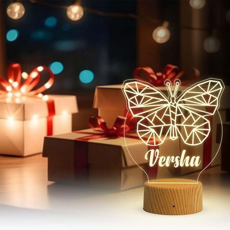 Personalized Couple Name Led Lamp with Warm White Light   Birthday Gift Lamp Decoration  Anniversary Gift for Wife Husband & Loveable Person (Butterfly Lamp with Name)