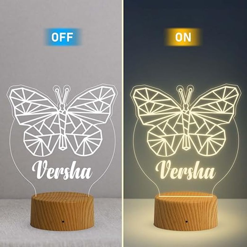 Personalized Couple Name Led Lamp with Warm White Light   Birthday Gift Lamp Decoration  Anniversary Gift for Wife Husband & Loveable Person (Butterfly Lamp with Name)