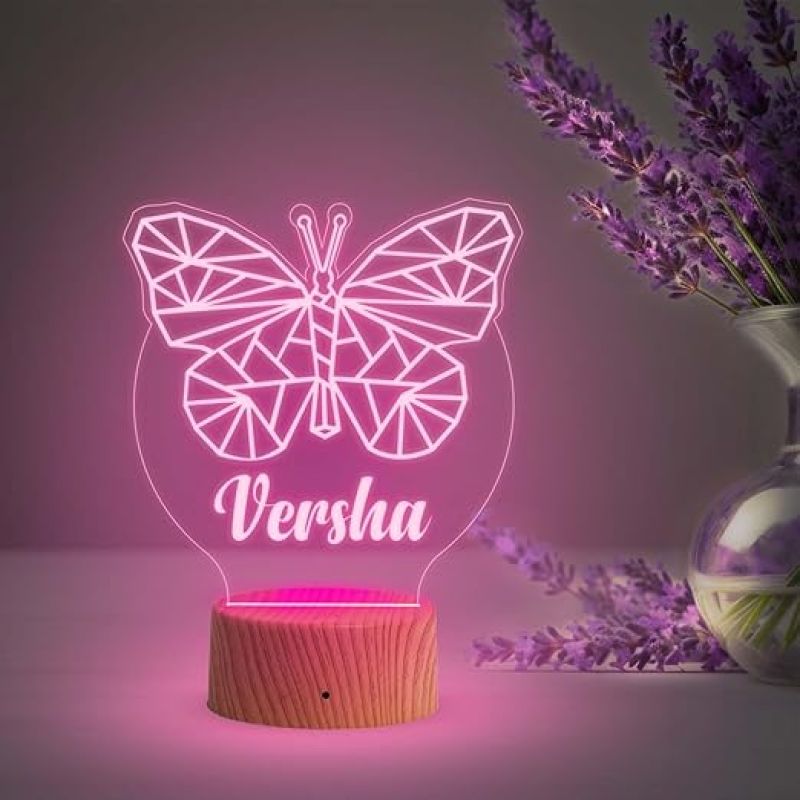 Personalized Name Led Lamp with Automatic Color Changing Light  Birthday Gift Lamp Decoration  Anniversary Gift for Wife Husband & Loveable Person (Butterfly Name Lamp)