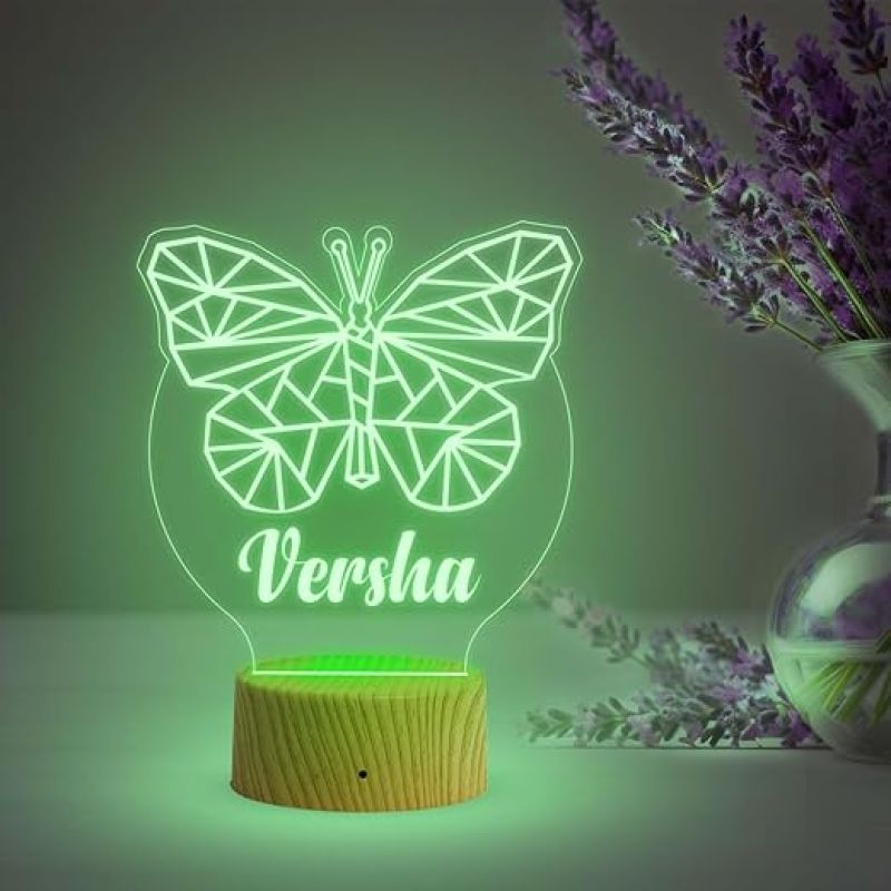 Personalized Name Led Lamp with Automatic Color Changing Light  Birthday Gift Lamp Decoration  Anniversary Gift for Wife Husband & Loveable Person (Butterfly Name Lamp)